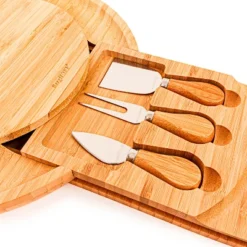 BergHOFF Bamboo 4Pc Multi-level Cheese Board Set, Stainless Steel Cheese Knives, 13x1.5" -BergHOFF Store GUEST 0241825e db6b 4186 ac0b 2d980126571f
