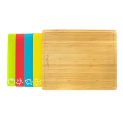 BergHOFF Bamboo Cutting Board Set With 4Pc Multi-colored Flexible Cutting Board, 16.5x 13.4x 1.5" -BergHOFF Store GUEST 067ad22f 8371 4623 8c9c aeac6faa277b