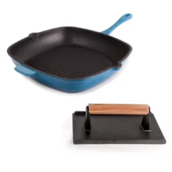 BergHOFF Neo 2Pc Cast Iron Grill Set, Grill Pan & Bacon/Steak Press -BergHOFF Store GUEST 084fc690 c0e5 4410 a398 0259eca42400