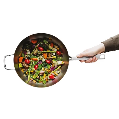 BergHOFF Graphite Recycled 18/10 Stainless Steel Wok Pan 11", 5.2qt. With Glass Lid 3 BergHOFF Graphite Recycled 18/10 Stainless Steel Wok Pan 11", 5.2qt. With Glass Lid - Image 3