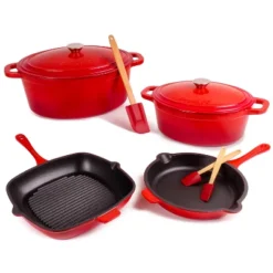BergHOFF Neo 9Pc Cast Iron Cookware Set, Red -BergHOFF Store GUEST 1b86213e 7a54 426c 9623 82795aa4f78b