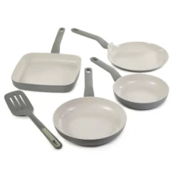 BergHOFF Leo Balance Non-stick Ceramic 5Pc Frying Pan Set With Nylon Turner 13.75", Recycled Material, Moonmist -BergHOFF Store GUEST 20bd59bf 3a95 4876 a5a3 0b71500dba49
