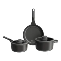 BergHOFF Leo Stone+ Nonstick Ceramic Cookware Set With Glass Lid, Recycled Cast Aluminum -BergHOFF Store GUEST 244f2daf ba02 490b a453 886e488f2848