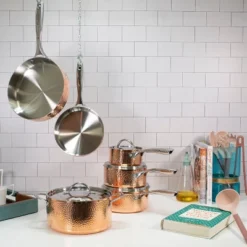 BergHOFF Vintage Tri-Ply Copper Saucepan With Stainless Steel Lid, Gold -BergHOFF Store GUEST 2c43fcf6 b962 4538 97ba 2a4de806ba25