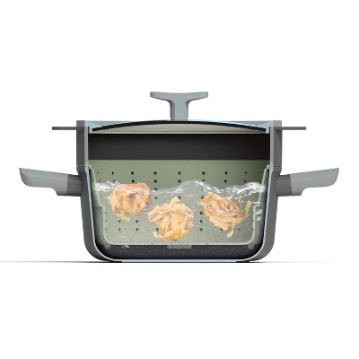 BergHOFF Balance Non-stick Silicone Collapsible Steamer Basket & Strainer 10", Recycled Material, Sage 5 BergHOFF Balance Non-stick Silicone Collapsible Steamer Basket & Strainer 10", Recycled Material, Sage - Image 5