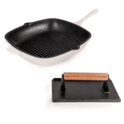 BergHOFF Neo 2Pc Cast Iron Grill Set, Grill Pan & Bacon/Steak Press -BergHOFF Store GUEST 32225938 ac93 4a75 89b5 d927ef8c8514
