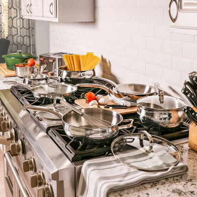 BergHOFF 12Pc 18/10 Stainless Steel Cookware Set With Glass Lid, Belly Shape 1 BergHOFF 12Pc 18/10 Stainless Steel Cookware Set With Glass Lid, Belly Shape