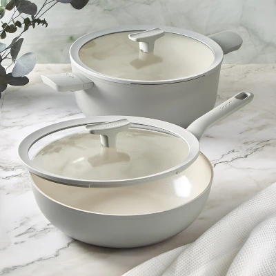 BergHOFF Balance Non-stick Ceramic Stockpots With Glass Lid, Recycled Aluminum