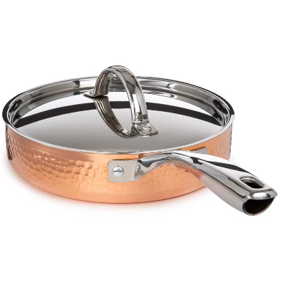 BergHOFF Vintage Tri-Ply Copper Deep Skillet, Hammered, Gold 2 BergHOFF Vintage Tri-Ply Copper Deep Skillet, Hammered, Gold - Image 2