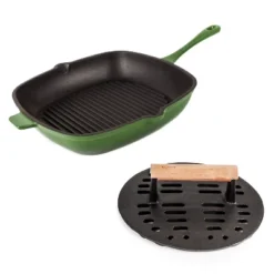 BergHOFF Neo 2Pc Cast Iron Set: 11" Grill Pan & With Slotted Steak Press -BergHOFF Store GUEST 617fc484 b77a 4106 8fb4 eb54ed6b9b25
