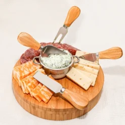 BergHOFF Bamboo 6Pc Round Covered Cheese Board Set, With 4 Tools, 8.7x1.5" -BergHOFF Store GUEST 66035915 abfd 48da bd84 cc2323a659a5