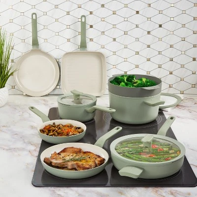 BergHOFF Balance Non-stick Silicone Collapsible Steamer Basket & Strainer 10", Recycled Material, Sage 7 BergHOFF Balance Non-stick Silicone Collapsible Steamer Basket & Strainer 10", Recycled Material, Sage - Image 7