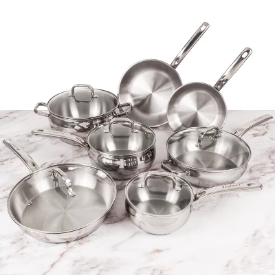BergHOFF 12Pc 18/10 Stainless Steel Cookware Set With Glass Lid, Belly Shape 10 BergHOFF 12Pc 18/10 Stainless Steel Cookware Set With Glass Lid, Belly Shape - Image 10