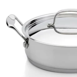 BergHOFF 18/10 Stainless Steel Deep Skillet 10" With Stainless Steel Lid, Silver