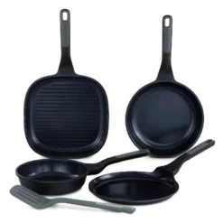 BergHOFF Leo Stone+ Nonstick Ceramic Cookware Set With Glass Lid, Recycled Cast Aluminum -BergHOFF Store GUEST 737cb291 cc3f 452b a011 cdf2efde62ae