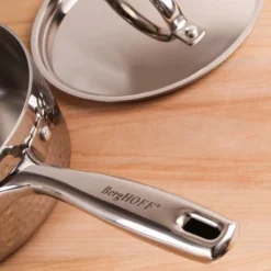 BergHOFF Vintage Tri-Ply Stainless Steel Saucepan With Stainless Steel Lid, Hammered, Silver -BergHOFF Store GUEST 7dc5258c 4ab8 40e4 b12d 8e222aea22fa