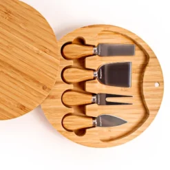 BergHOFF Bamboo 6Pc Round Covered Cheese Board Set, With 4 Tools, 8.7x1.5" -BergHOFF Store GUEST 8e13b908 364f 45be 8979 9a2a2dfbd827