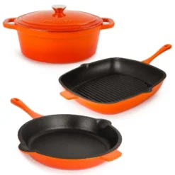 BergHOFF Neo Cast Iron 4Pc Set, Fry Pan 10", Square Grill Pan 11", & 5qt. Covered Dutch Oven -BergHOFF Store GUEST 9aefa4fe 34c9 44a0 ba93 6ee1deee96da