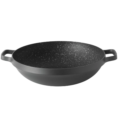 BergHOFF GEM Non-stick 12.5" Chinese Wok 5.7Qt., Black, Glass Lid 1 BergHOFF GEM Non-stick 12.5" Chinese Wok 5.7Qt., Black, Glass Lid
