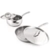 BergHOFF Belly Shape 18/10 Stainless Steel 4Pc Skillet & Saucepan Set, Metal Lid