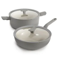 BergHOFF Balance 4Pc Non-stick Ceramic Stockpot And Wok Pan Set With Glass Lids, Recycled Aluminum, CeraGreen, Moonmist -BergHOFF Store GUEST a68d3369 54d1 4a7a a927 adfc7c86d968