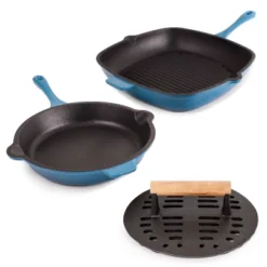 BergHOFF Neo 3Pc Cast Iron Cookware Set, Fry Pan 10", Square Grill Pan 11" & Slotted Steak Press -BergHOFF Store GUEST a9a1e3e1 830e 4020 b2c5 3260b5121d31