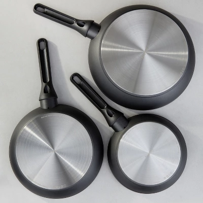 BergHOFF Helix 3Pc Nonstick Ceramic Frying Pan Set, Recycled Aluminum, Black 5 BergHOFF Helix 3Pc Nonstick Ceramic Frying Pan Set, Recycled Aluminum, Black - Image 5