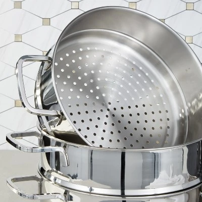 BergHOFF Helix 5Pc Recycled 18/10 Stainless Steel Steamer Set With Glass Lids 4 BergHOFF Helix 5Pc Recycled 18/10 Stainless Steel Steamer Set With Glass Lids - Image 4