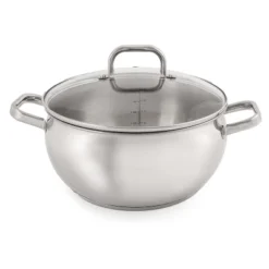 BergHOFF Belly Shape 18/10 Stainless Steel 9.5" Stockpot With Glass Lid 5.5Qt. -BergHOFF Store GUEST af77835a 0b79 4376 9946 f1538d10f759