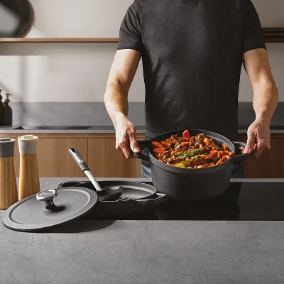 BergHOFF Graphite Enamel Cast Iron Round Grill Pan 10.25" 2 BergHOFF Graphite Enamel Cast Iron Round Grill Pan 10.25" - Image 2