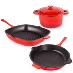 BergHOFF Neo 4Pc Cast Iron Cookware Set, Square Grill Pan 11", Fry Pan 10" & 3qt. Covered Dutch Oven -BergHOFF Store GUEST c8559da1 8e5a 40d7 9e31 666ed306fd35