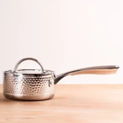 BergHOFF Vintage Copper Tri-Ply Saucepan, Stainless Steel Lid, Hammered