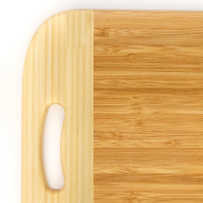 BergHOFF Bamboo Rectangle Handled Cutting Board Two-tone, 14.2"x9.9"x0.7" 1 BergHOFF Bamboo Rectangle Handled Cutting Board Two-tone, 14.2"x9.9"x0.7"