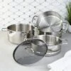 BergHOFF Helix 5Pc Recycled 18/10 Stainless Steel Steamer Set With Glass Lids -BergHOFF Store GUEST d6da6d8f 56c7 4a17 b754 15a956b673e4