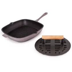BergHOFF Neo 2Pc Cast Iron Set: 11" Grill Pan & With Slotted Steak Press -BergHOFF Store GUEST d6f232ca 9fcf 4b2c 9250 cd3cb00c8e71