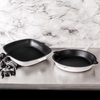 BergHOFF Neo 2Pc Cast Iron Cookware Set, 10" Fry Pan & 11" Grill Pan 1 BergHOFF Neo 2Pc Cast Iron Cookware Set, 10" Fry Pan & 11" Grill Pan