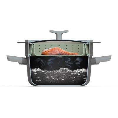 BergHOFF Balance Non-stick Silicone Collapsible Steamer Basket & Strainer 10", Recycled Material, Sage 6 BergHOFF Balance Non-stick Silicone Collapsible Steamer Basket & Strainer 10", Recycled Material, Sage - Image 6