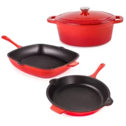 BergHOFF Neo Cast Iron 4Pc Set, Fry Pan 10", Square Grill Pan 11", & 5qt. Covered Dutch Oven -BergHOFF Store GUEST e81bedc1 9237 4973 97c6 eaf43fec7524