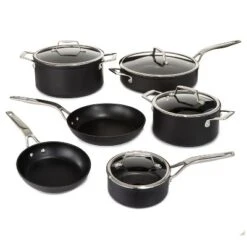 BergHOFF Essentials 10Pc Non-stick Hard Anodized Cookware Set With Glass Lid, Black -BergHOFF Store GUEST ec186293 519f 4f5d a56b 00c1ff31a845