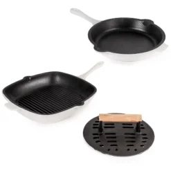BergHOFF Neo 3Pc Cast Iron Cookware Set, Fry Pan 10", Square Grill Pan 11" & Slotted Steak Press -BergHOFF Store GUEST ec77c0f8 3f52 49bd 9ac0 2525110dab09