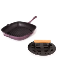 BergHOFF Neo 2Pc Cast Iron Set: 11" Grill Pan & With Slotted Steak Press -BergHOFF Store GUEST f2e369d7 6b31 487c 85c1 0cbd6c4fc170
