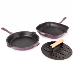BergHOFF Neo 3Pc Cast Iron Cookware Set, Fry Pan 10", Square Grill Pan 11" & Slotted Steak Press -BergHOFF Store GUEST f5141f57 7d77 4f6a a2e1 00b92fd202a3